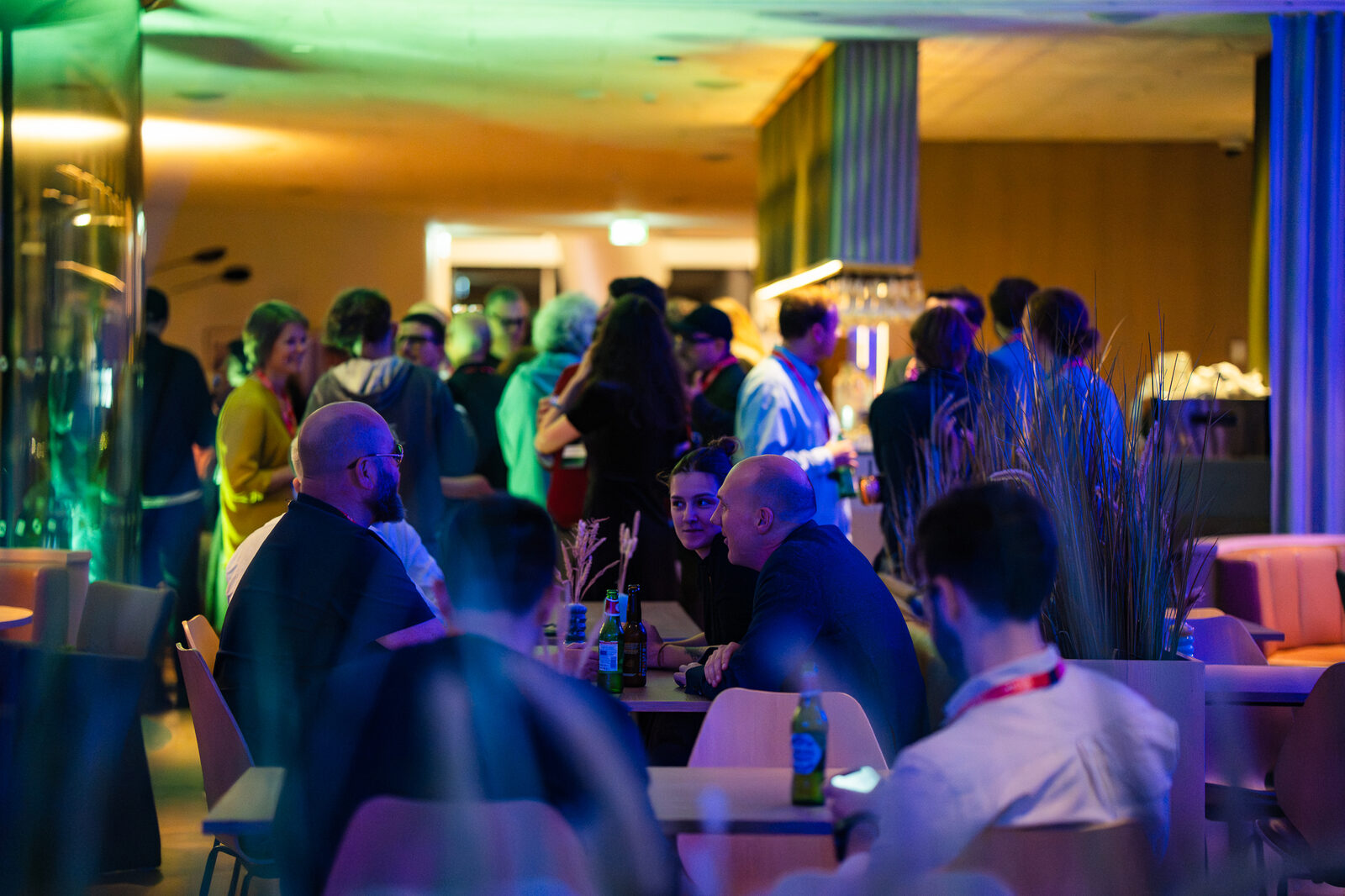 Guests at the rooftop bar after the performance